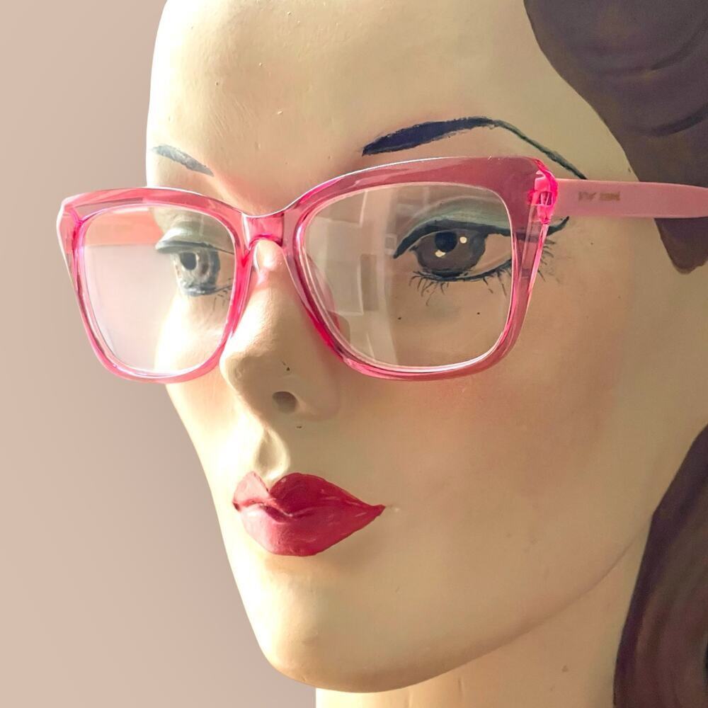 Betsey Johnson +2.00 Pink Reading Glasses Readers Rounded Square - Picture 4 of 9